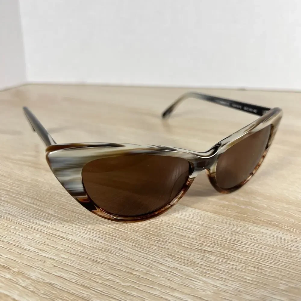Corinne McCormack Annette 10201610 Sunglasses Striped Brown White 55-15-140